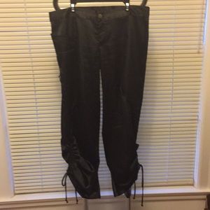 Black satin pants